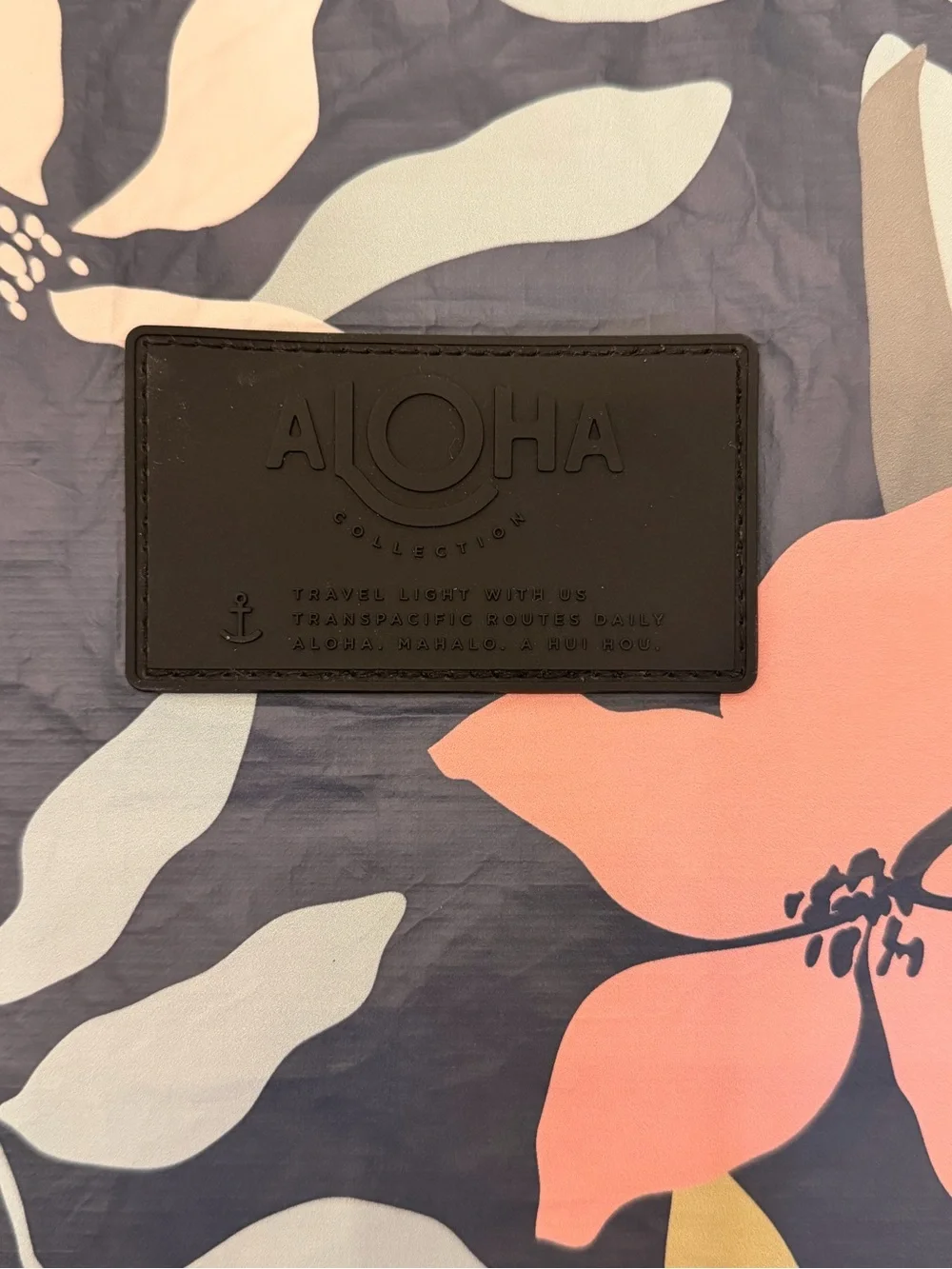 ALOHA Collection “Eve” Navy Floral Reversible Tote with Black Straps NWT